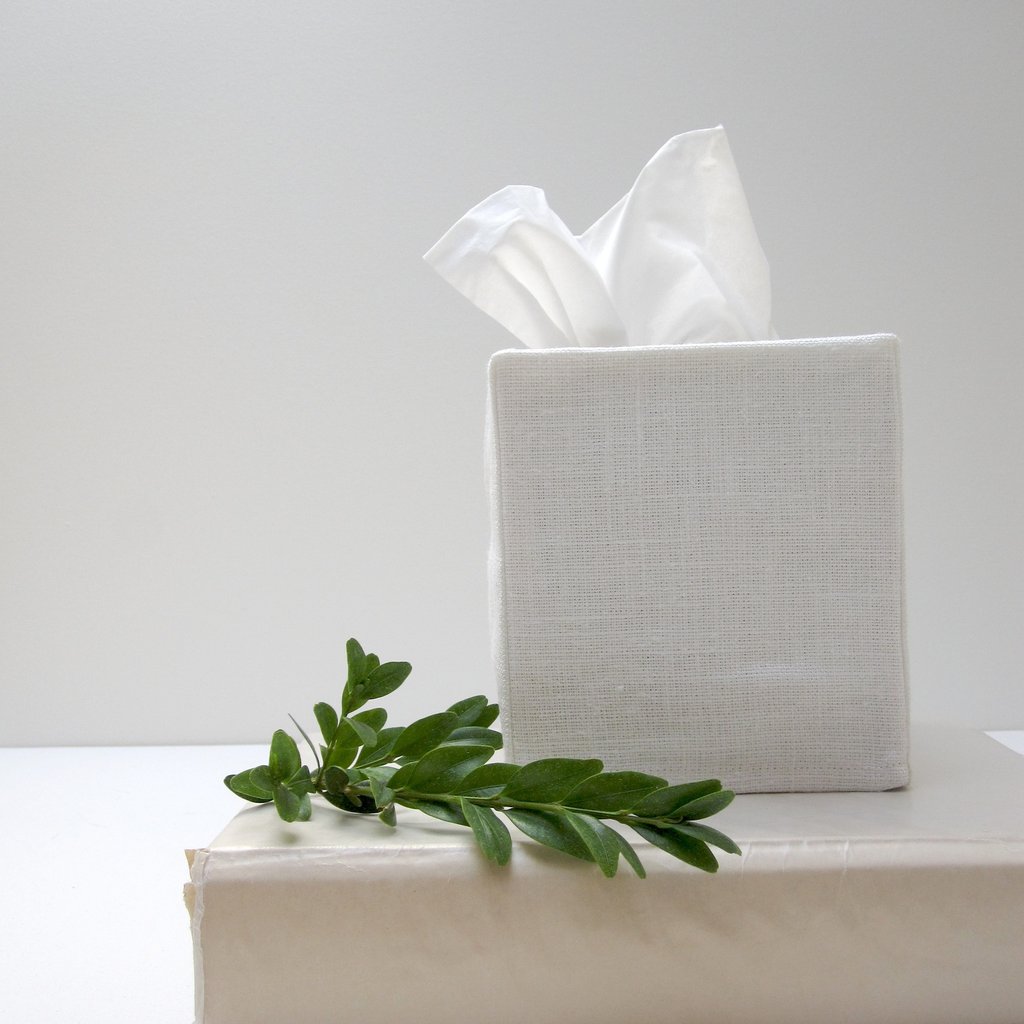 Savannah White Linen Tissue Cover