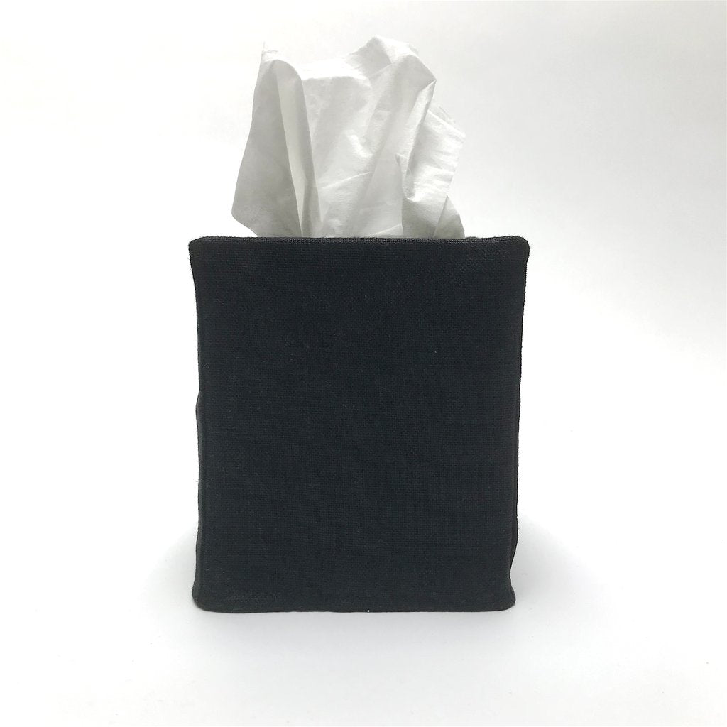 Savannah Black Linen Tissue Covers