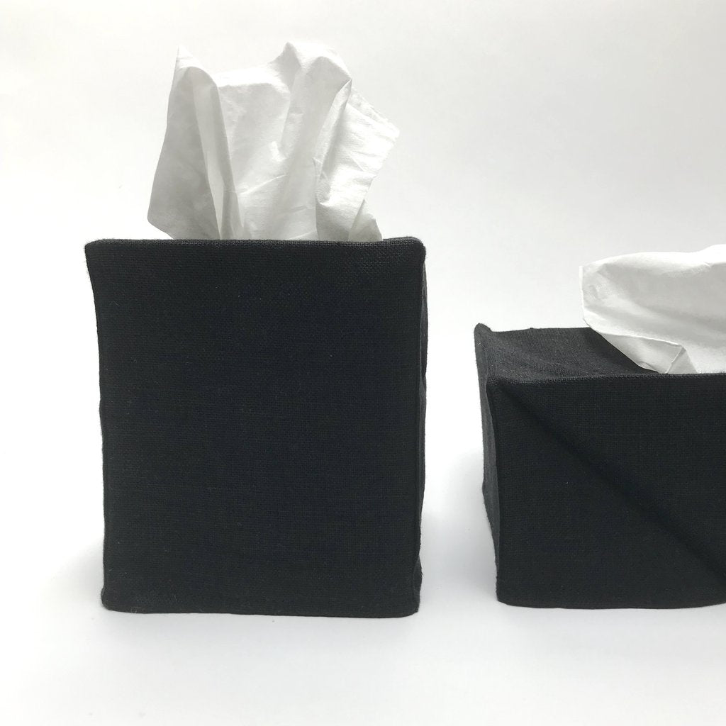 Savannah Black Linen Tissue Covers