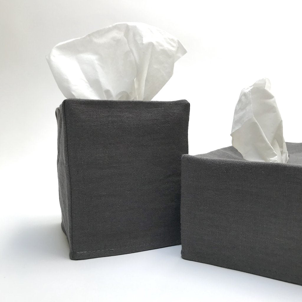 Savannah Charcoal Linen Tissue Covers