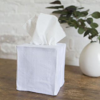 Savannah White Linen Tissue Cover